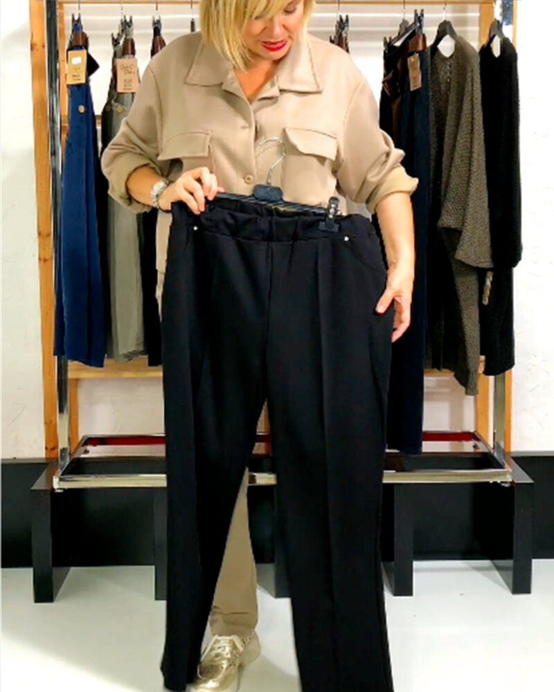 PANTALÓN PUNTO ROMA BÁSICO NEGRO