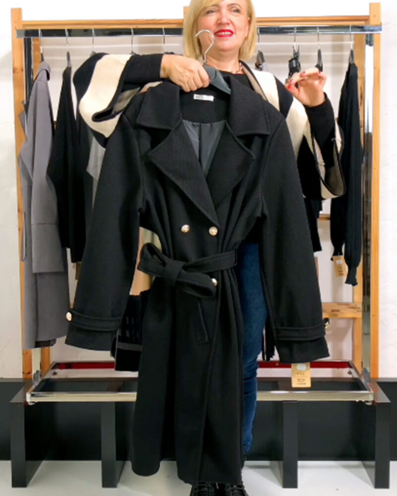 ABRIGO CORTE GABARDINA NEGRO