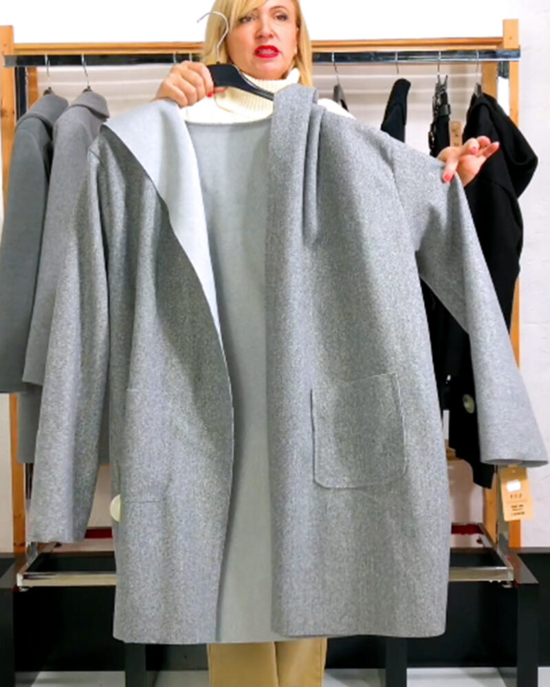 ABRIGO CAPUCHA MAXI GRIS