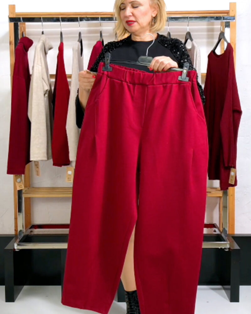 PANTALÓN PUNTO ROMA BOMBACHO BURGUNDY