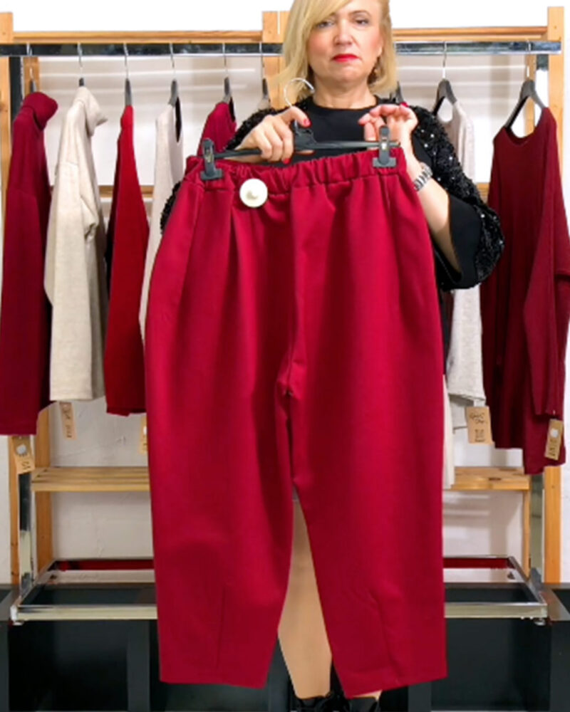 PANTALÓN PUNTO ROMA BOMBACHO BURGUNDY - Imagen 3
