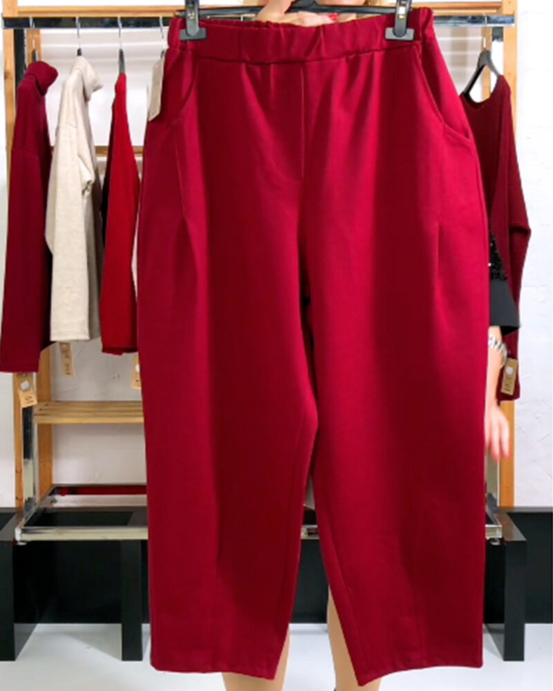 PANTALÓN PUNTO ROMA BOMBACHO BURGUNDY - Imagen 4