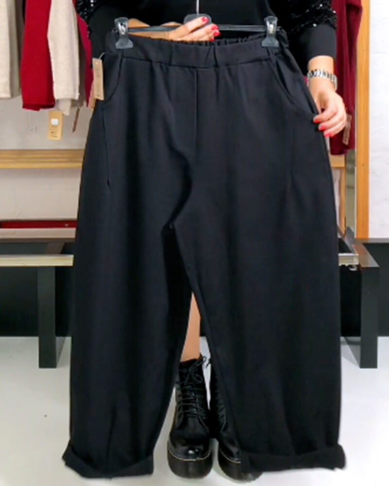 PANTALÓN PUNTO ROMA BOMBACHO NEGRO - Imagen 3
