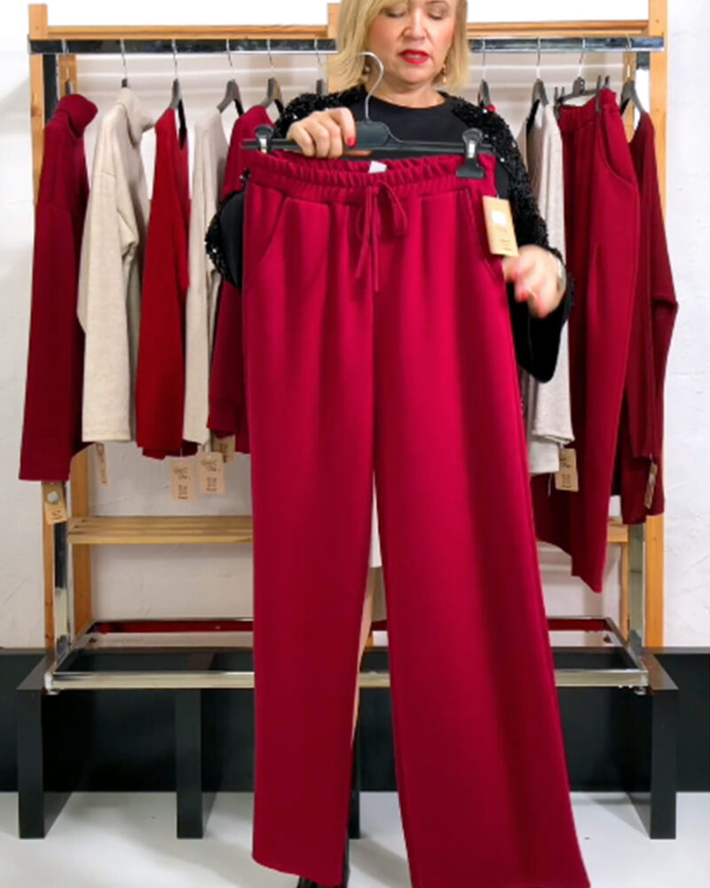 PANTALÓN NEOPRENO PALAZZO BURGUNDY