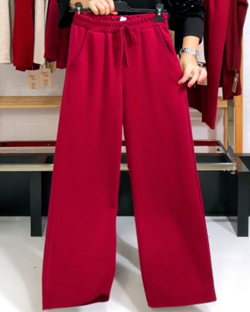 PANTALÓN NEOPRENO PALAZZO BURGUNDY - Imagen 2