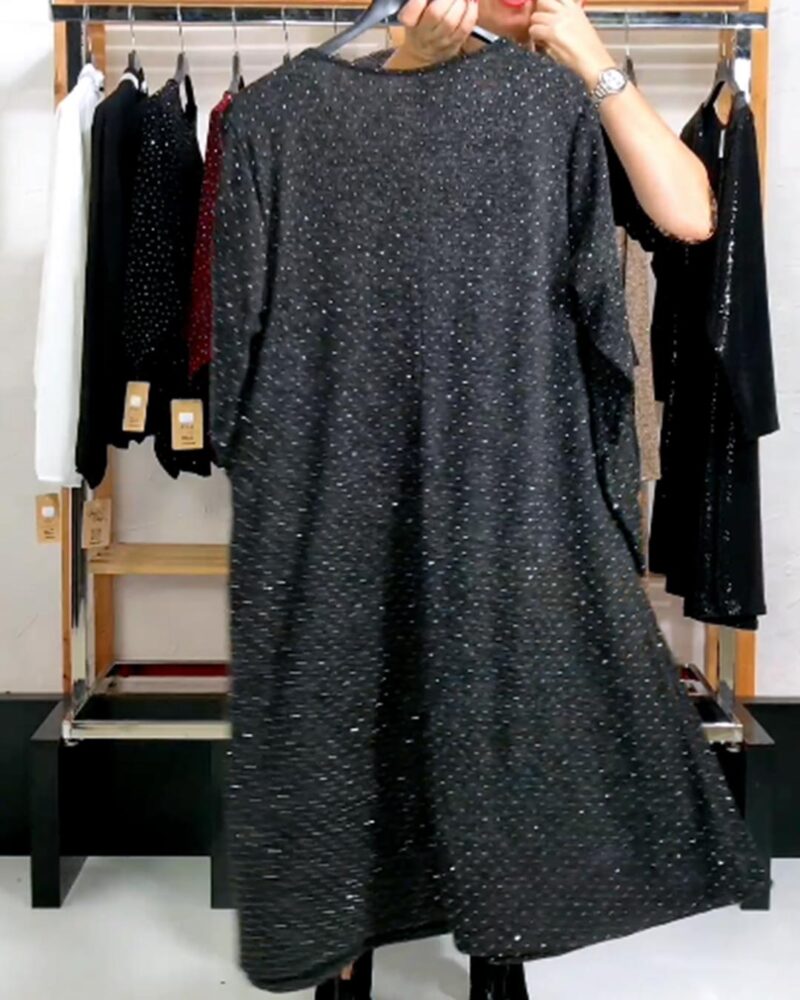 VESTIDO DETALLES STRASS GRIS OSCURO - Imagen 2