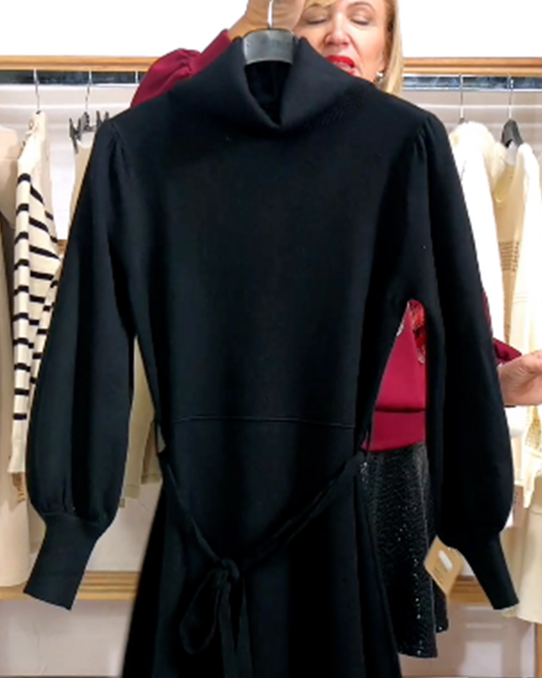 VESTIDO CUELLO TACTO LANA NEGRO - Imagen 2