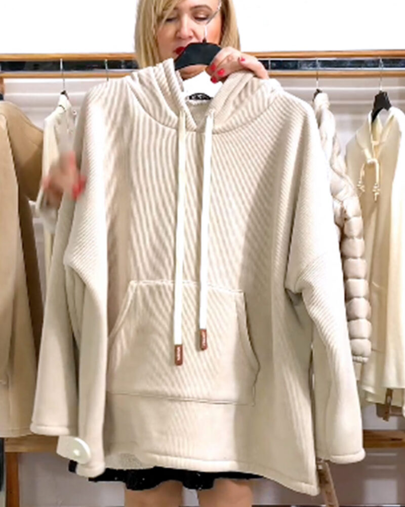 SUDADERA CAPUCHA MICROPANA INTERIOR BORREGUILLO BEIGE