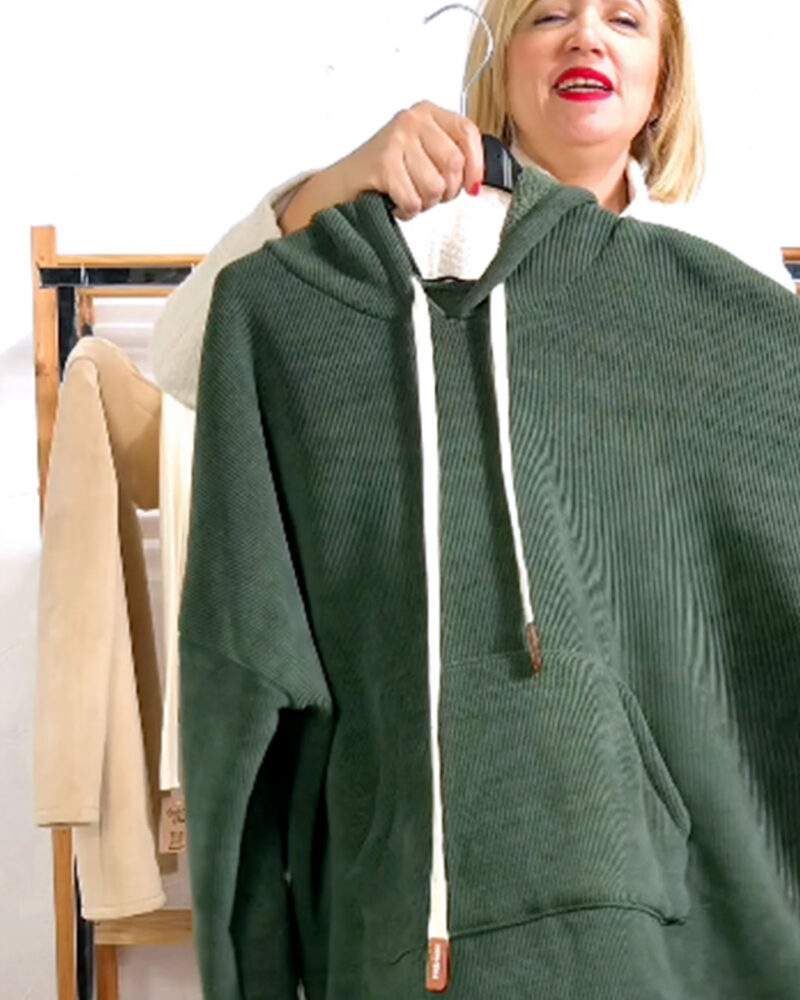 SUDADERA CAPUCHA MICROPANA INTERIOR BORREGUILLO VERDE - Imagen 3