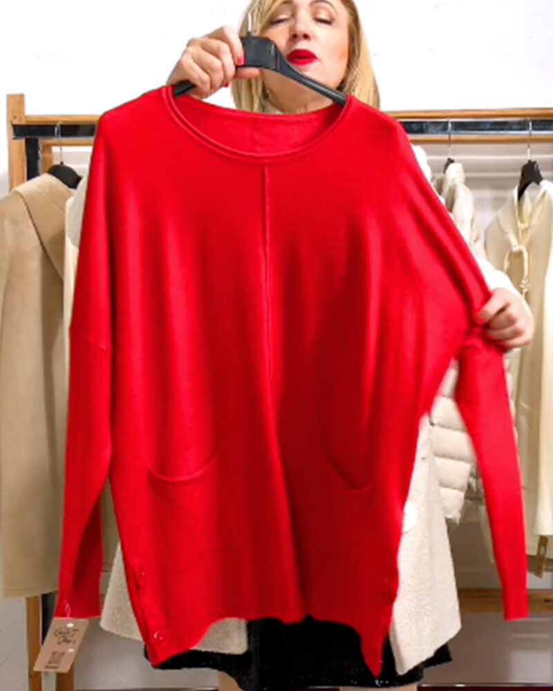 JERSEY BOLSILLOS Y BOTONES ROJO