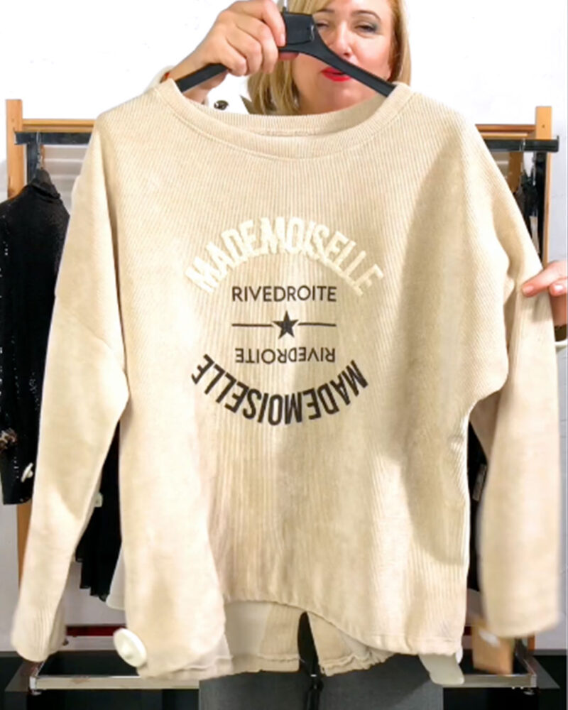 SUDADERA MICROPANA MADEMOISELLE BEIGE