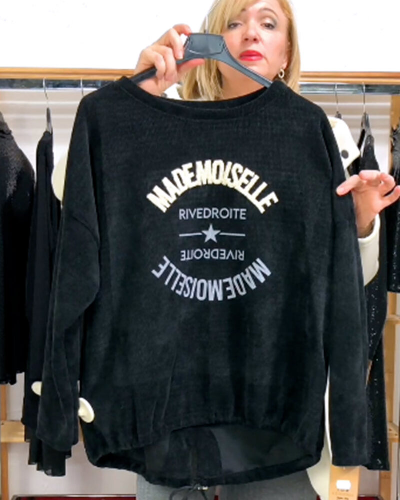 SUDADERA MICROPANA MADEMOISELLE NEGRA