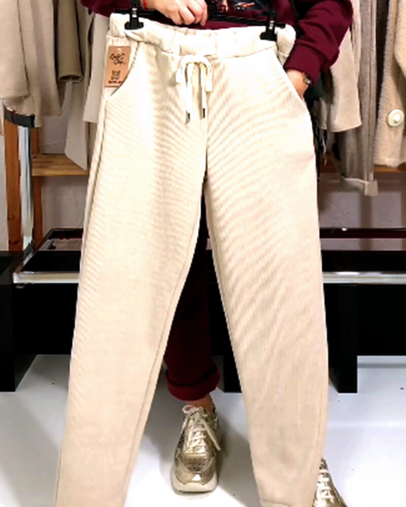 PANTALÓN JOGGER MICROPANA INTERIOR BORREGUILLO BEIGE - Imagen 3