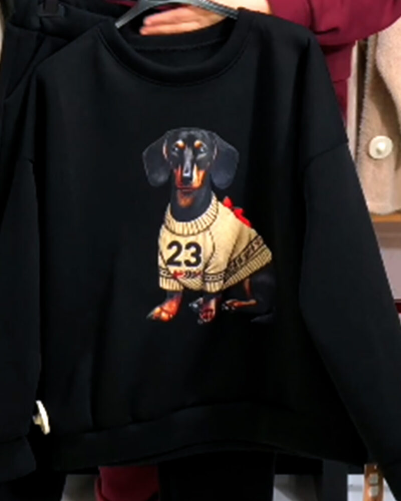 SUDADERA OVERSIZE PERRITO NEGRA - Imagen 2