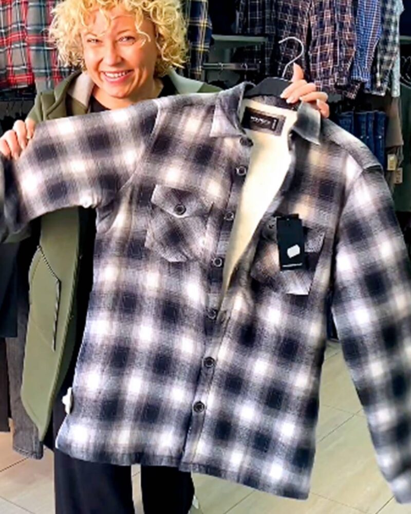 CAMISA CUADROS OVERSIZE BORREGUILLO INTERIOR NEGRA