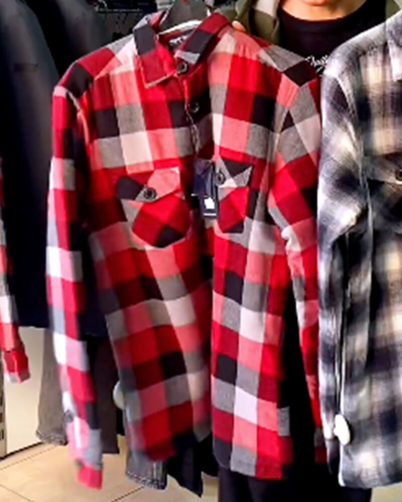 CAMISA CUADROS OVERSIZE BORREGUILLO INTERIOR ROJA - Imagen 2