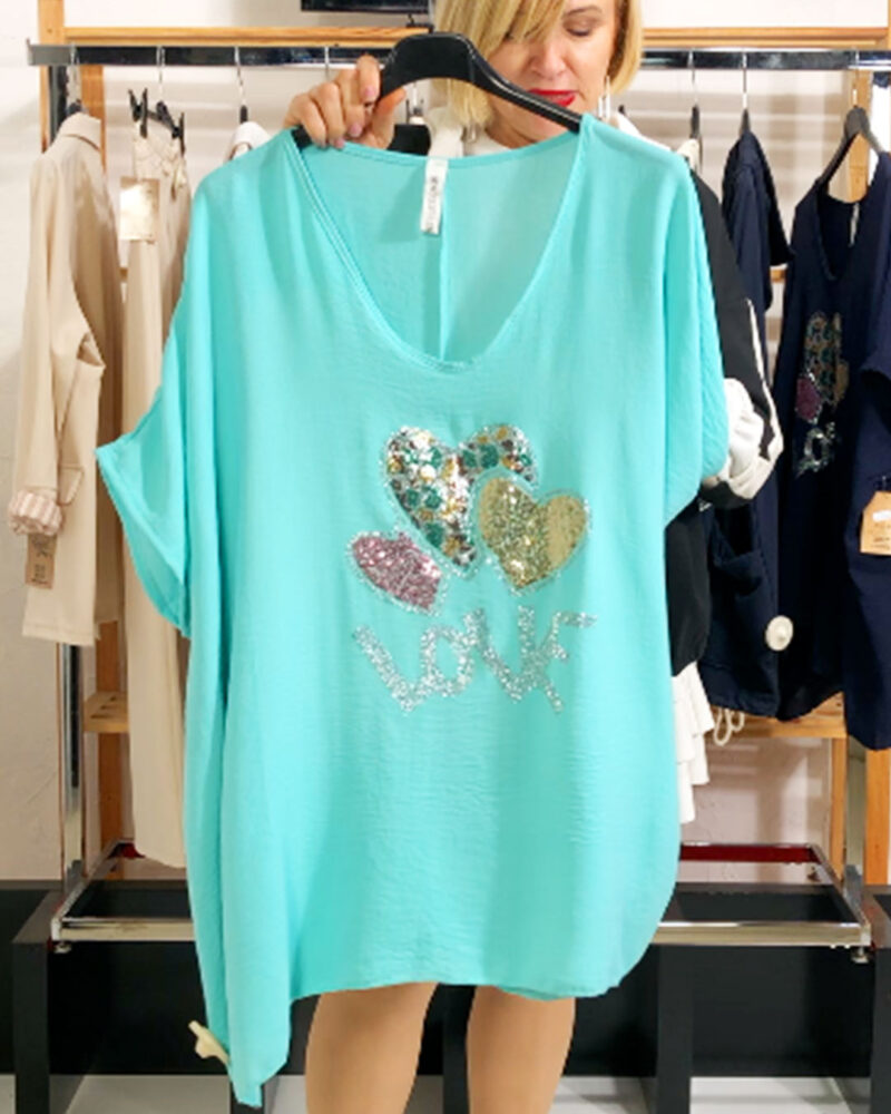 BLUSA LOVE TURQUESA 50/56
