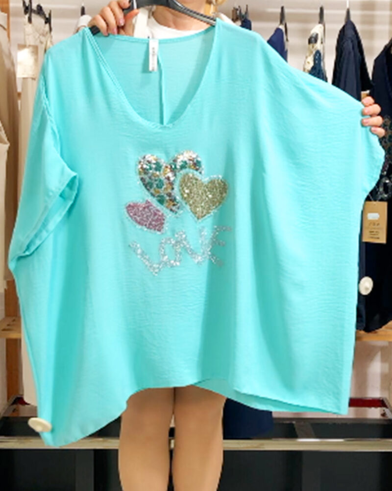 BLUSA LOVE TURQUESA 50/56 - Imagen 2