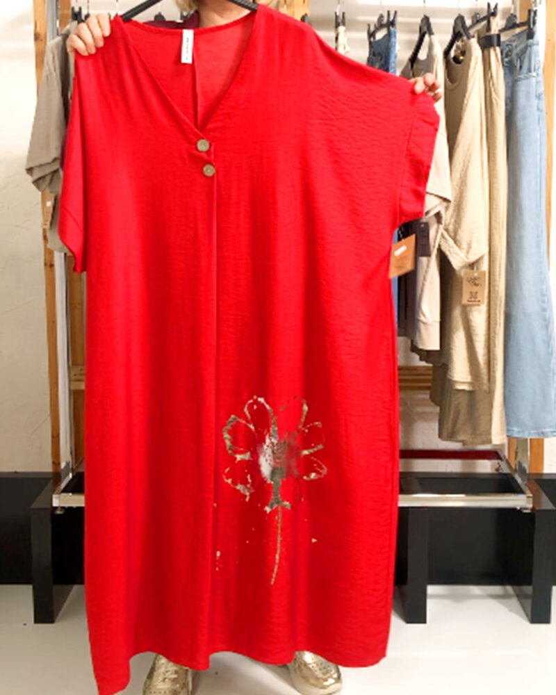 VESTIDO PÉTALOS ROJO ▷48/54 - Imagen 2