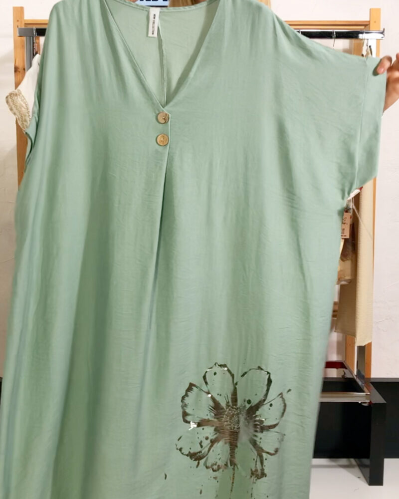 VESTIDO PÉTALOS VERDE PASTEL ▷48/54