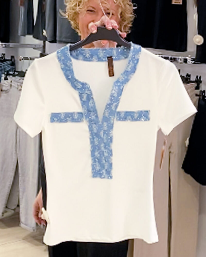 CAMISETA CONTRASTES BLANCA ▷34/38