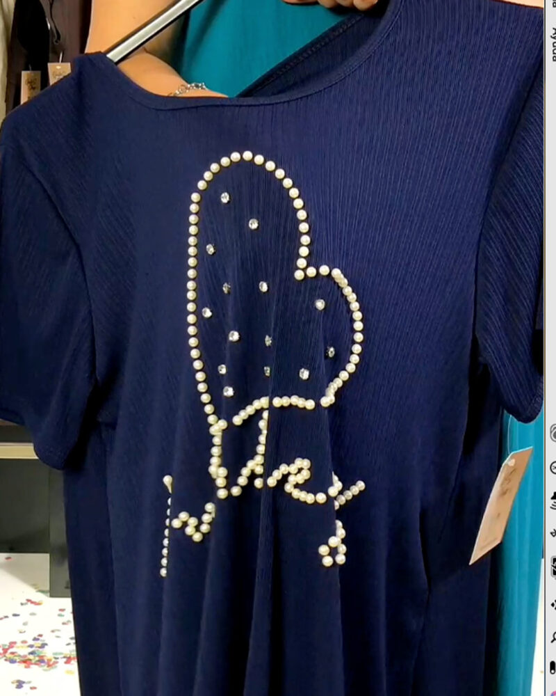 CAMISETA CORAZÓN PERLAS MARINO ▷48/52 - Imagen 2