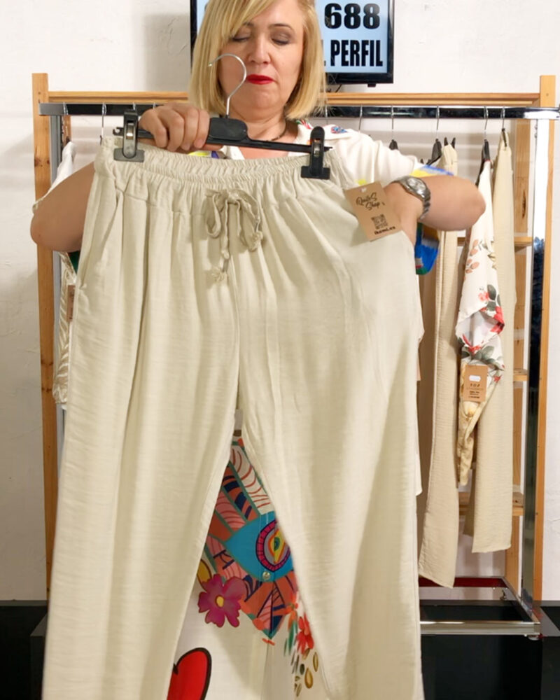 PANTALÓN LINO BEIGE ▷38/46