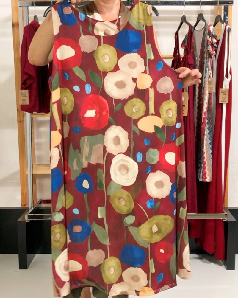 VESTIDO ACUARELA BURDEOS ▷46/52 - Imagen 2
