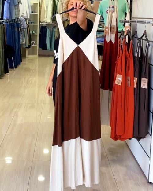 ikemi-vestido-bicolor-marron-rebajas-moda-joven-mujer