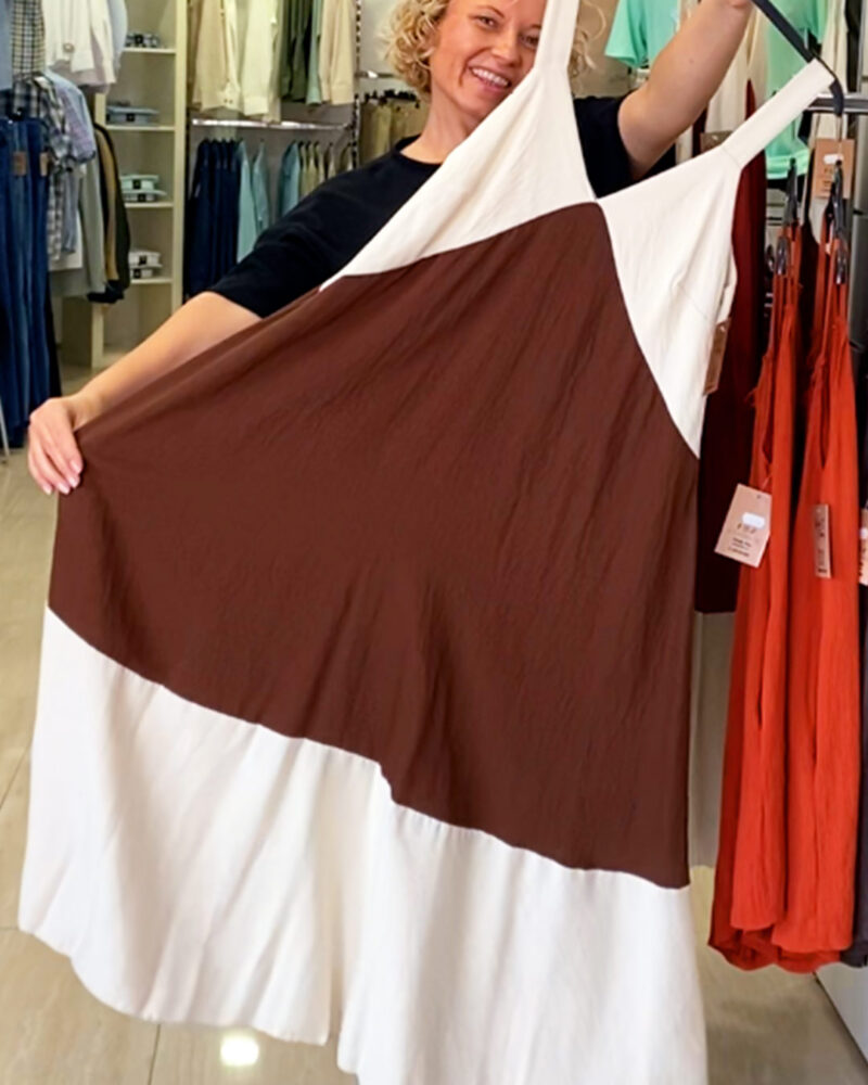 ikemi-vestido-bicolor-marron-rebajas-moda-joven-mujer