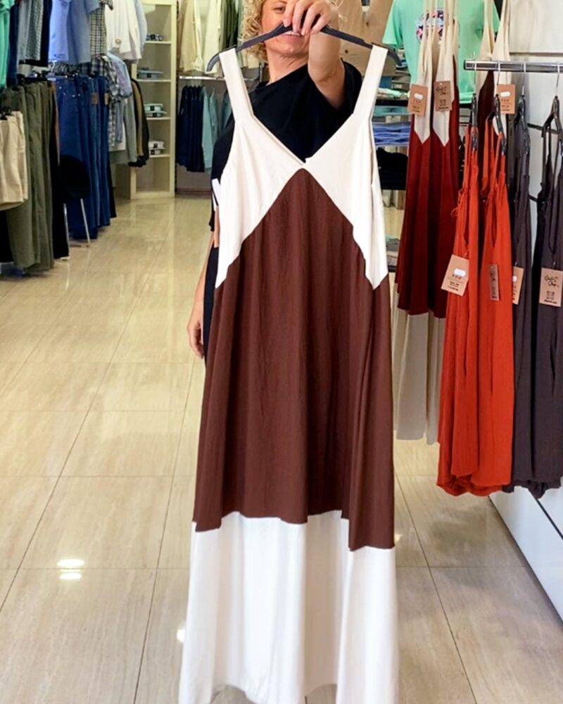 ikemi-vestido-bicolor-marron-rebajas-moda-joven-mujer