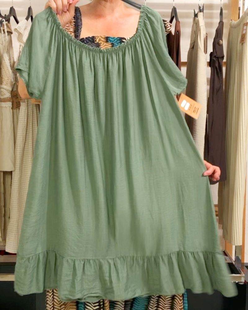 VESTIDO VOLANTE VERDE ▷46/54 - Imagen 2