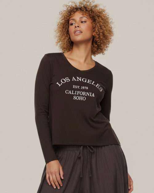 ikemi-camiseta-los-angeles-marron-moda-joven-low-cost