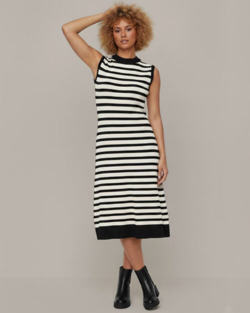 ikemi-vestido-punto-rayas-negro-beige-low-cost