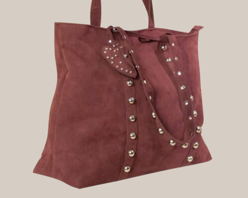 BOLSO SHOPPER TACHAS BURDEOS ▷