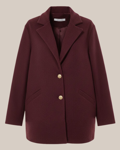 ABRIGO PAÑO MAXI BURDEOS ▷48/52