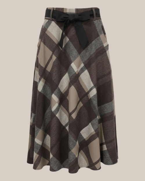 FALDA CAPA CUADROS MARRÓN ▷42/44