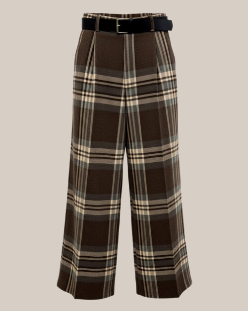 PANTALÓN PALAZZO CUADROS MARRÓN ▷42/44