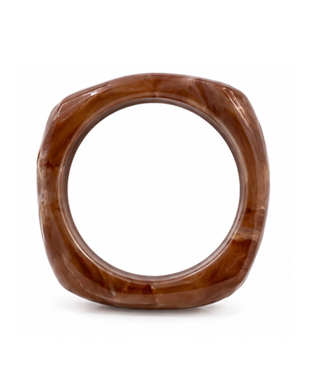 Pulsera Carey: pulsera rígida tipo brazalete con efecto carey jaspeado en tono marrón suave de Quiles_Shop.