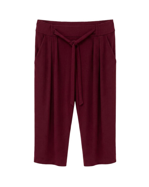 Pirata Lazo Licra Fria: pantalón pirata de licra fría para mujer real de tallas grandes baratas con cintura elástica de lazo, pinzas delanteras y bolsillos funcionales en Quiles_Shop.