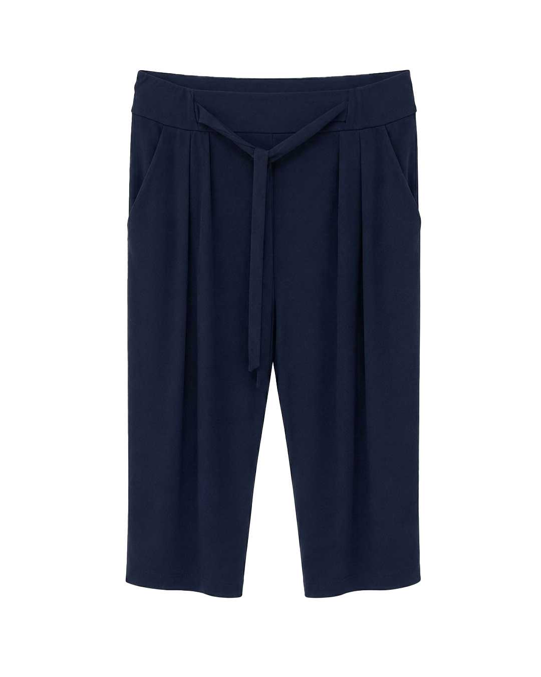 Pirata Lazo Licra Fria: pantalón pirata de licra fría para mujer real de tallas grandes baratas con cintura elástica de lazo, pinzas delanteras y bolsillos funcionales en Quiles_Shop.