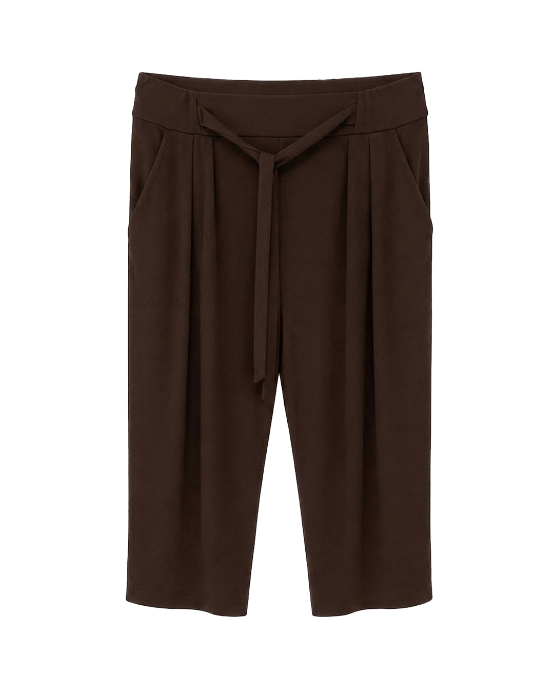 Pirata Lazo Licra Fria: pantalón pirata de licra fría para mujer real de tallas grandes baratas con cintura elástica de lazo, pinzas delanteras y bolsillos funcionales en Quiles_Shop.