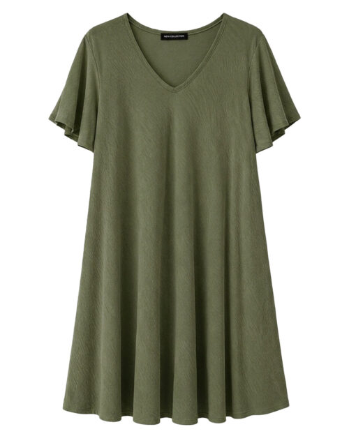Vestido Bies: vestido evasé tallas grandes joven en color verde botella de Quiles_Shop.