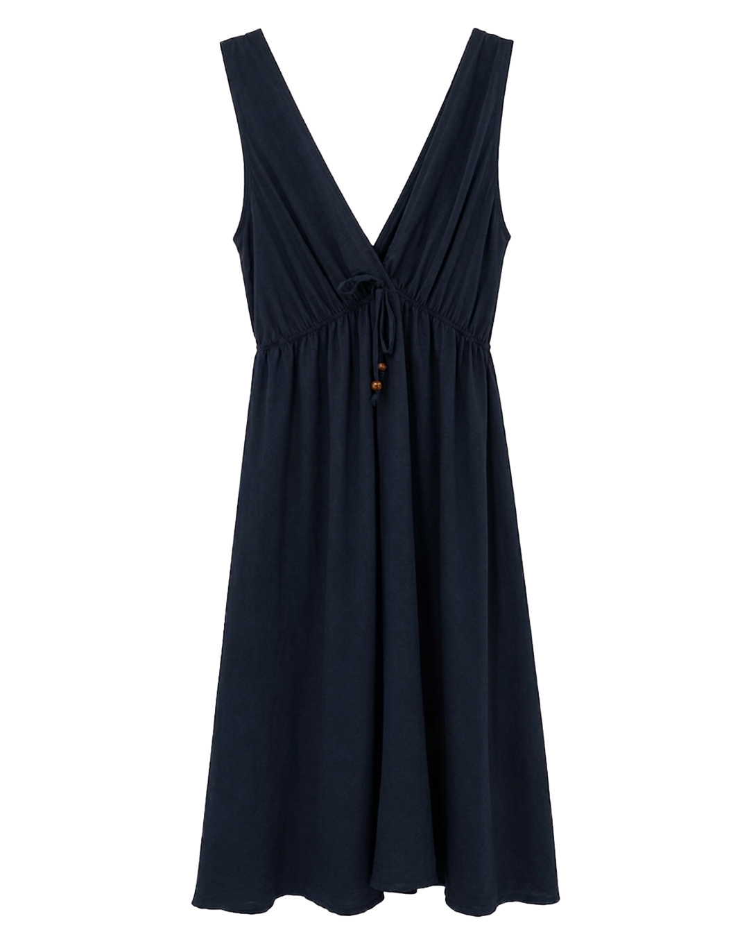 Vestido Eos: vestido de fiesta para mujer real low cost con escote en pico pronunciado, tirantes anchos, cintura elástica fruncida con cordón ajustable y detalles de cuentas de Quiles_Shop.