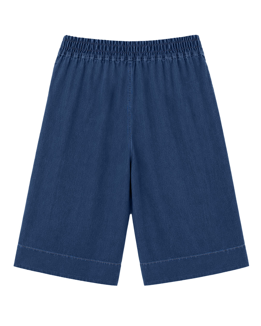 Bermuda Vaquera Sastre: pantalón corto de diario estilo sastre en tejido fino efecto vaquero azul con bolsillos y cinturilla engomada de Quiles_Shop.