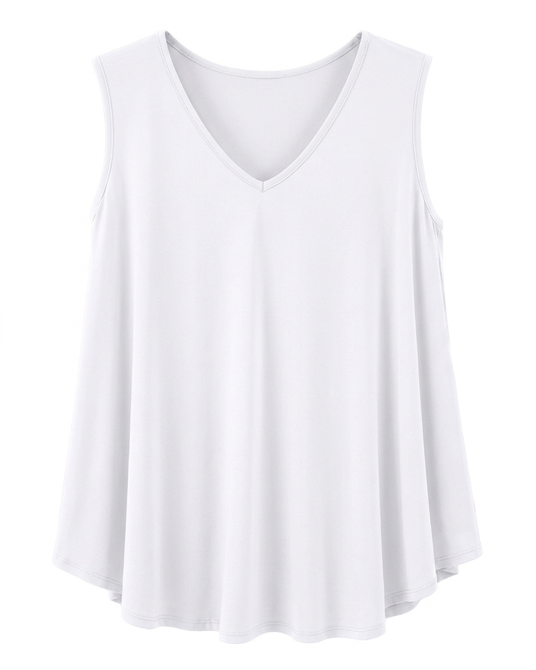 Camiseta Alma: camiseta básica de tirantes anchos para mujeres reales de tallas curvy con escote en pico, silueta evasé holgada y bajo redondeado de Quiles_Shop.