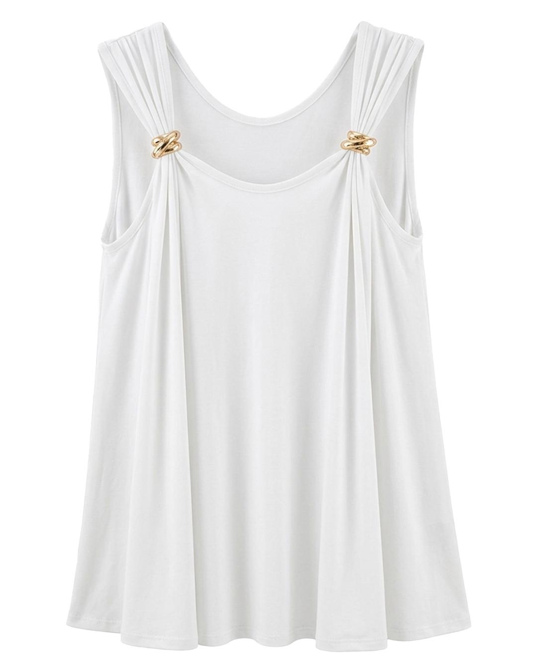 Camiseta Atenea: camiseta de diario de tirantes anchos color blanca con anillas doradas ajustables en el escote de Quiles_Shop.