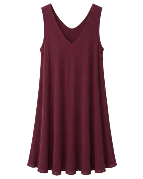 Vestido Bies Tirantes: vestido de diario midi de tirantes anchos color burdeos en viscosa con corte capa al bies y escote redondeado de Quiles_Shop.