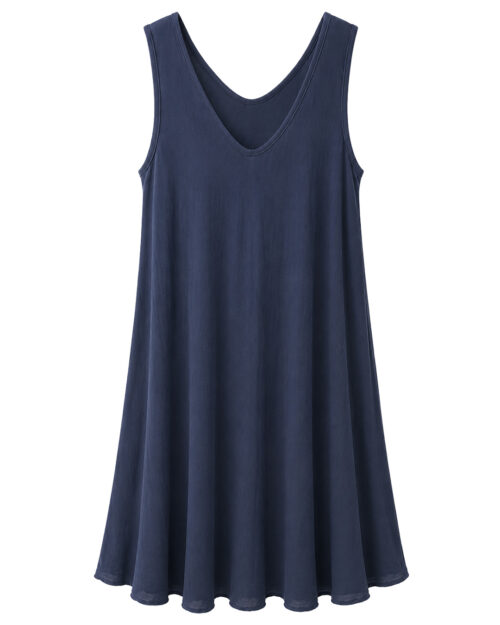 Vestido Bies Tirantes: vestido de diario midi de tirantes anchos color marino en viscosa con corte capa al bies y escote redondeado de Quiles_Shop.