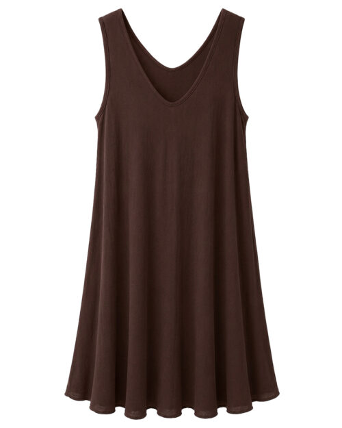 Vestido Bies Tirantes: vestido de diario midi de tirantes anchos color marron en viscosa con corte capa al bies y escote redondeado de Quiles_Shop.